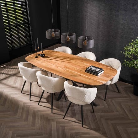 Dimehouse Deens Ovale Eettafel Tavon Acaciahout 215x105 cm - Hout - Scandinavisch & Basic - Deens ovaal