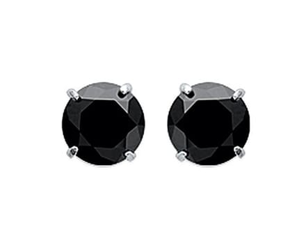 Amanto Oorbellen Dunia - 925 Zilver Gerhodineerd - Zwart - ∅6mm