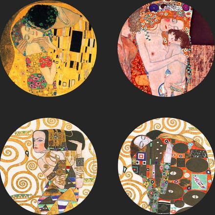 Gustav Klimt - 4 glazen onderzetters met glas