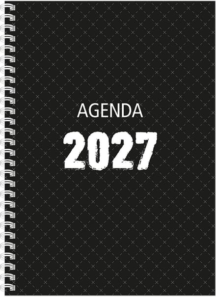 MGPcards - Agenda A4 2027 - Ringband - Spiraal - Flexibele kaft - Weekoverzicht - Zwart - 21 x 29.5 cm