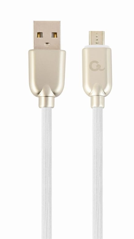 Premium micro-USB laad- & datakabel 'rubber', 1 m, wit
