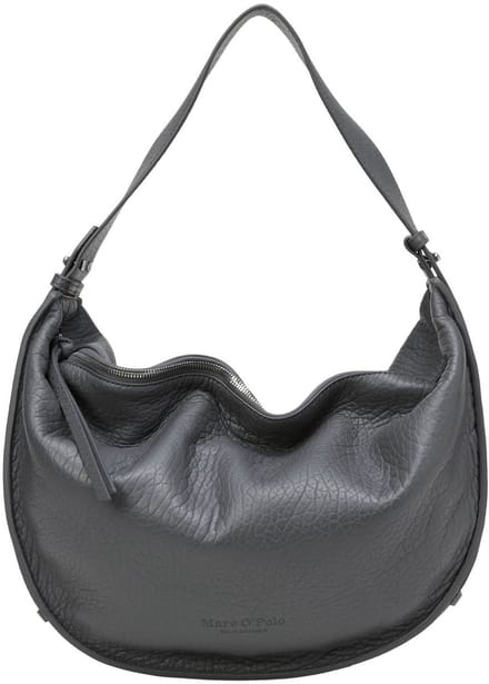 Marc O'Polo Leren schoudertas Aamu Hobo Bag Castlerock donkergrijs