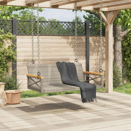 vidaXL - Schommelbank - 109x62x40 - cm - poly - rattan - grijs