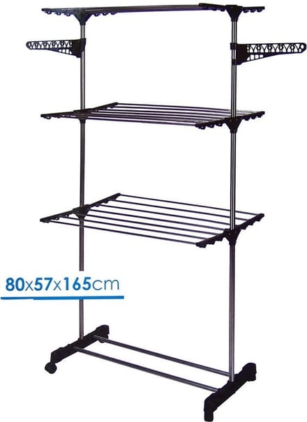 Bathroom Solutions Wasrek-droogrek - zwart-wit - 80 x 57 x 165 cm