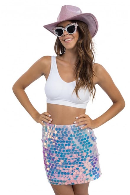 CHAKS - Roze rok met iriserende pailletten voor dames - S