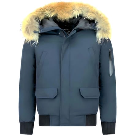 Enos Korte winterjas met bontkraag