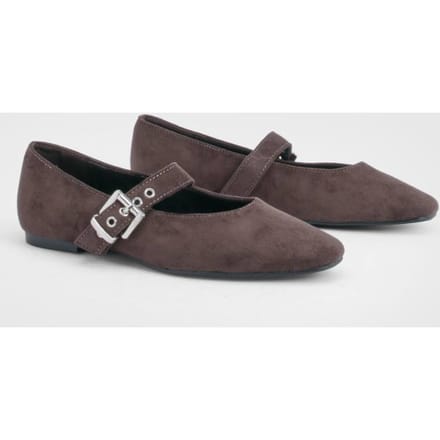 boohoo Dames Gespeldetail Mary Jane ballet flats | Brown | Maat: 8