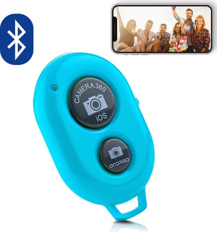 MOJOGEAR Bluetooth remote shutter - Afstandsbediening voor smartphone camera — Compatibel met Android / iOS / Windows Phone – Blauw