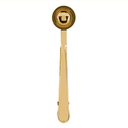 2-in-1 Multifunctionele Koffielepel Roestvrijstalen Schep met Sealing Klemclip beige
