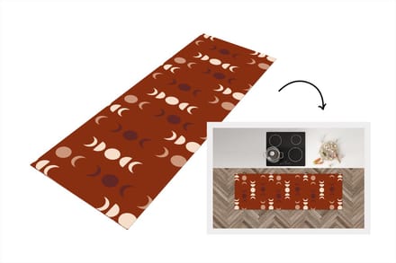 Keukenloper - Loper keuken - Maan - Rood - Patroon - 180x60 cm - Keukenloper vinyl