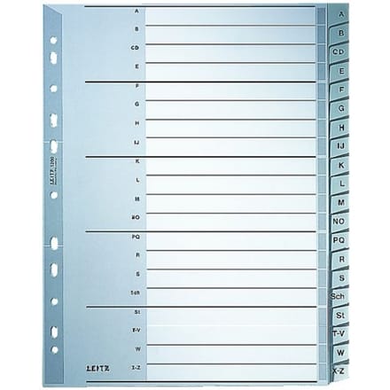 Leitz 1260 Register Din A4 Bovenbreedte A-Z Polypropyleen Grijs 20 Tabbladen 12600000