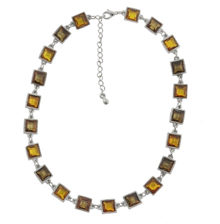 Behave - Ketting - Zilver kleur - Bruine Steentjes - Dames - 40 cm