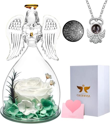 Glazen Engel Roos - Bewarende bloem - Cadeau geven - Eeuwige liefde symbool - 48 x 28 inch - Wit