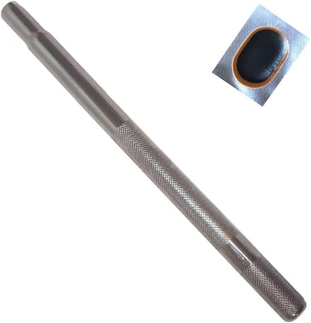 Stalen Fiets Zadelpen Geribbeld 25.0 mm x 400 mm Inclusief Patch