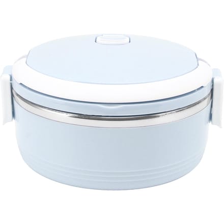 Boîte à déjeuner thermique en acier inoxydable à une couche, portable, isolée, de type bento, avec boucle de sécurité pour L bleu