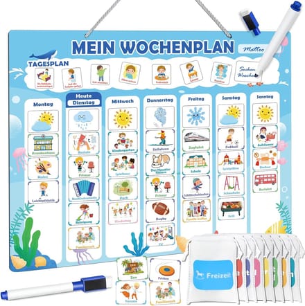 Famanu - Weekplanner kinderen magnetisch – Maat: met magneten en draagtas – routine planner
