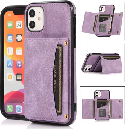 Apple iPhone 11 Back Cover | PU Lederen Telefoonhoesje | Pasjeshouder | Kwaliteit | Paars
