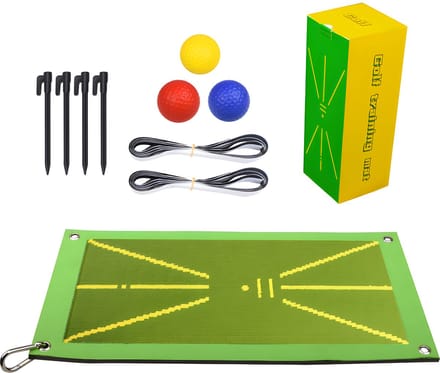 Stripe golfmat met slagsporen voor swingpad en clubcontact