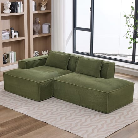 MODFU Bank - Compact Ontwerp - Modern - Voor Woonkamer Of Kantoor - Polyester - Groen - 235 Cm