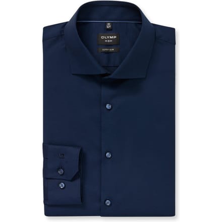OLYMP No. Six Overhemd, Super Slim, Royal Kent, Marineblauw