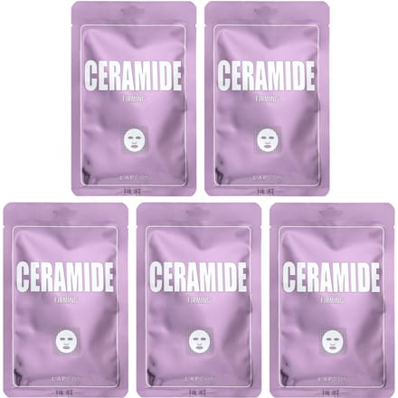 Lapcos, Ceramide Firming Beauty Sheet Mask Set, 5 sheets, 25 ml (0.84 fl oz) each gray