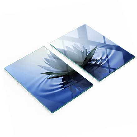 Geharde multifunctionele decoratieve glazen borden met waterleliemotief, 2x40x52 cm