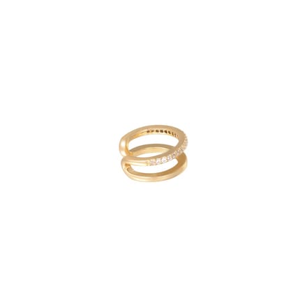 Yehwang - Earcuff - Double Up - Dubbele Earcuff met Steentjes - Goudkleurig - Koper+Zirkonium