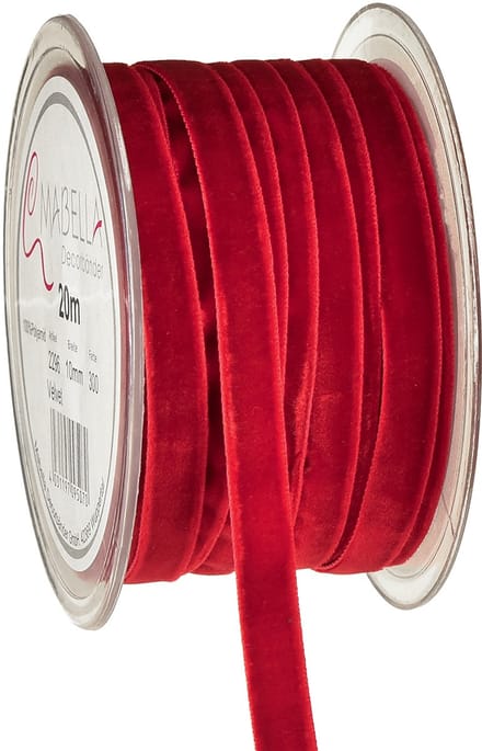 Fluwelen lint decoratief lint Fluwelen lint Rood 10mm 20m