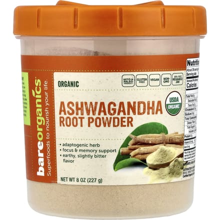 BareOrganics, Biologisch Ashwagandha Wortelpoeder, 8 oz (227 gr)
