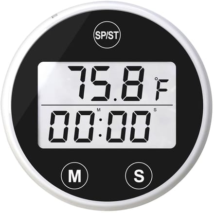 Temperatuurmeter ijsbad - Drijvende thermometer - Water temperatuur meten - Met timer alarm - 4.5 cm - Zwart