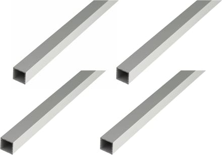 Set van 4 vierkante aluminium buizen 2000x25x25 mm Zilver Geanodiseerd