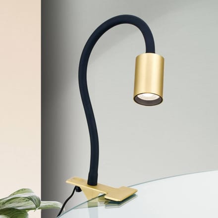 ORION LED klemlamp Kurt messing-mat