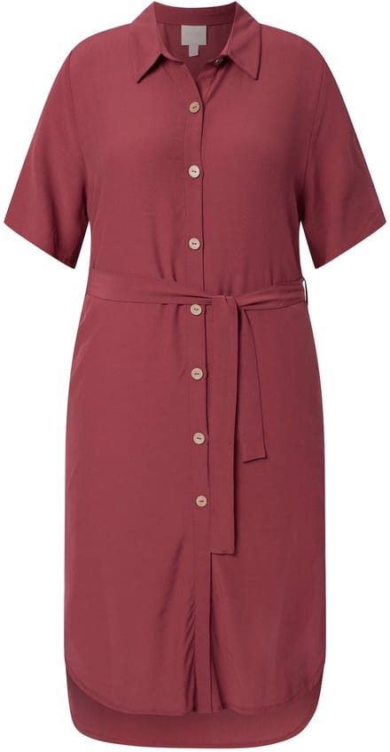Ulla Popken - Dames - Midi-jurken - Roodbruin - Maat 42+