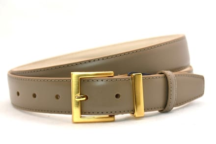 zand dames riem - gouden gesp - 3 cm breed - maat 85 totale lengte 100 cm