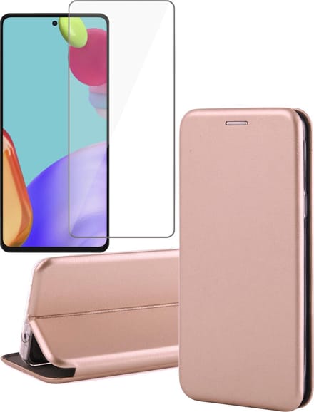 Hoesje geschikt voor Samsung Galaxy A52 - Portemonnee Book Case - Roségoud - Met Screenprotector