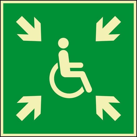Extra lichtgevend verzamelplaats bord invaliden - aluminium - E024 400 x 400 mm
