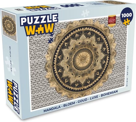 Puzzel Mandala - Bloem - Goud - Luxe - Bohemian - Legpuzzel - Puzzel 1000 stukjes volwassenen
