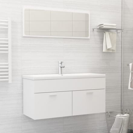 vidaXL - Wastafelkast - met - ingebouwde - wastafel - spaanplaat - wit