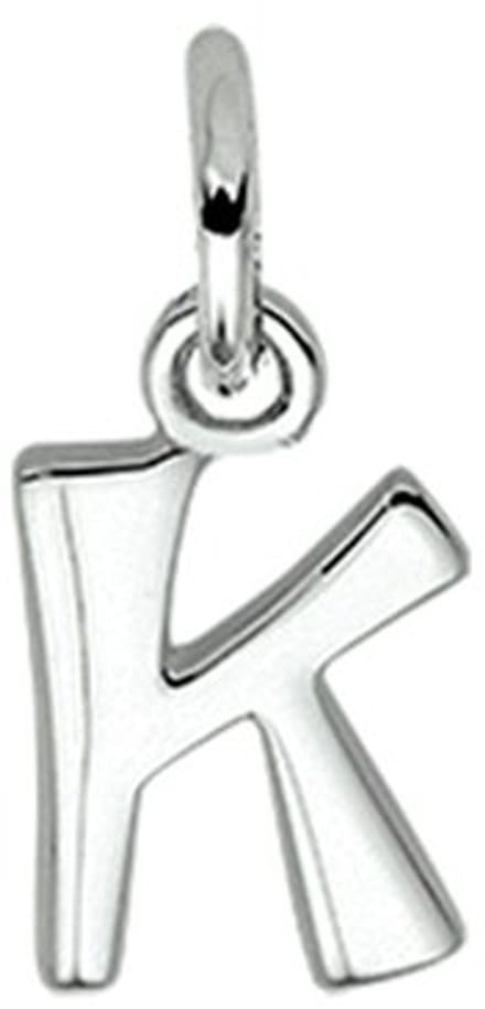 Zilver Gerhodineerde Hanger letter K 1330008