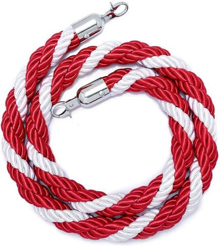 Afzetkoord Rood-Wit - Veiligheidstouw Barrière - Crowd Control - Verzilverde Haak - 25 Meter - Rood Wit
