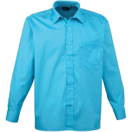 Premier Heren Popeline Overhemd Met Lange Mouwen (Turquoise)