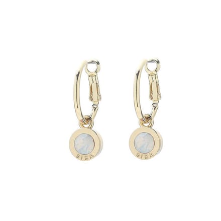 Biba Oorhangers Goud met gekleurde steen Groot White Opal