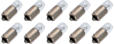 Signaallamp BA9S 6V 0.6W - 100 mAh - 10 stuks - T9 Gloeilamp Ø9mm - 23mm - 2500K - Dimbaar