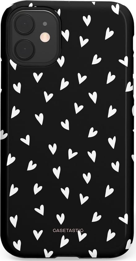 Casetastic hoesje geschikt voor Apple iPhone 11 - Dubbellaagse bescherming - Stippen Hart - Fashion Case - Zwart Grijs