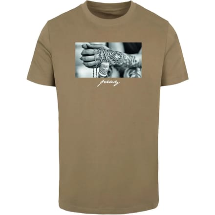 Mister Tee - Pray 2.0 Heren T-shirt - S - Olijfgroen