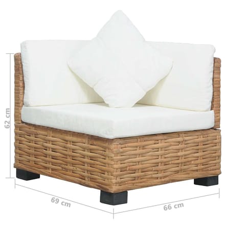 vidaXL - Hoekbank - met - kussens - natuurlijk - rattan