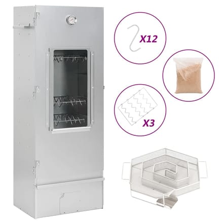 vidaXL - BBQ-rookoven - met - koude - rookgenerator - gegalvaniseerd - staal