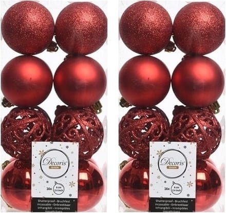 Kerstballenset - 32 stuks - 6cm - Kunststof