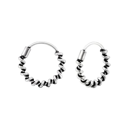 Montebello Oorbellen Capri Small - 925 Zilver Geoxideerd - Bali - 2mm - ∅12mm