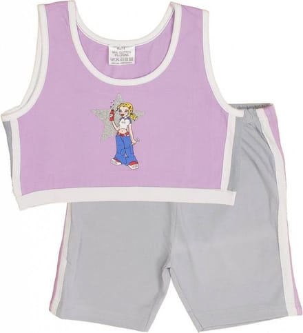 Meisjes Shortama - Pyjama Set - Paars - Maat 128